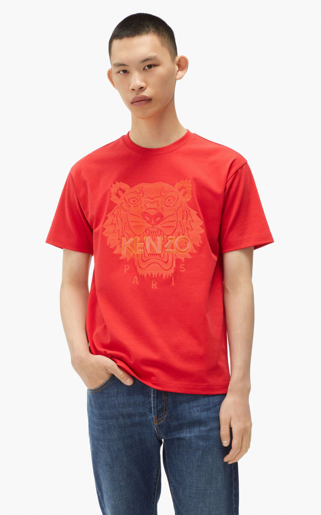 Kenzo Tiger loose fitting Moška Majice Rdeča SI-6604144